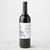 Paarse Iris Waterverf Wedding Wijn Etiket (Voorkant)