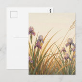 Paarse Iris Weide Gouden Gras Landschap Briefkaart (Voorkant / Achterkant)