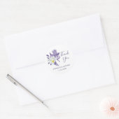 Paarse Iris White Daisy Botanical Weddenschap Beda Ronde Sticker (Envelop)