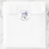 Paarse Iris White Daisy Botanical Wedding Classic Ronde Sticker (Tas)