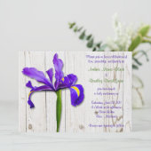 Paarse Iris Whitespoed Wood Weddenschap Kaart (Staand voorkant)