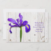 Paarse Iris Whitespoed Wood Weddenschap Kaart (Achterkant)