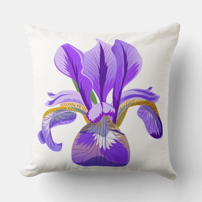 Paarse Iris Worpkussen Kussen (Voorkant)