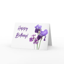  Paarse irisbloem Happy Birthday beeldende kunst