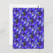 Paarse irisbloem / schuin / betegeld / briefkaart (Voorkant / Achterkant)