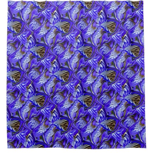 Paarse irisbloem / schuin / betegeld / douchegordijn (Voorkant)