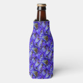 Paarse irisbloem / schuin / betegeld / flesjeskoeler (Fles Voorkant)