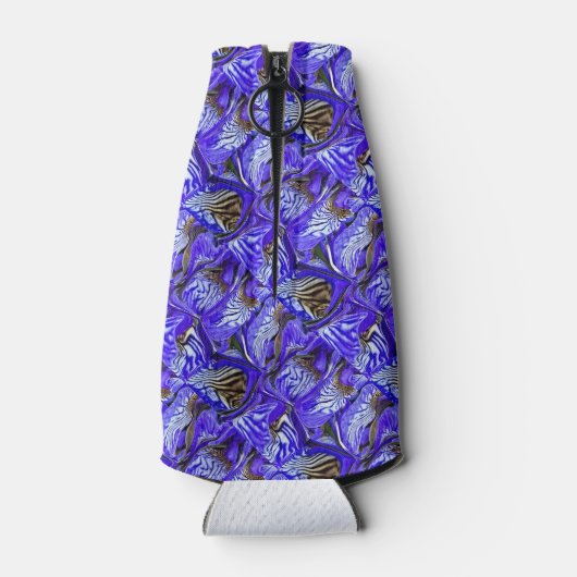 Paarse irisbloem / schuin / betegeld / flesjeskoeler (Achterkant)