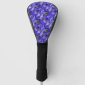 Paarse irisbloem / schuin / betegeld / golfheadcover (Voorkant)
