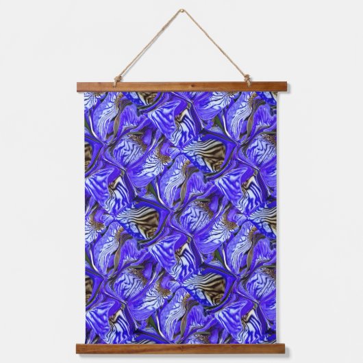 Paarse irisbloem / schuin / betegeld / hangend wandkleed (Voorkant)