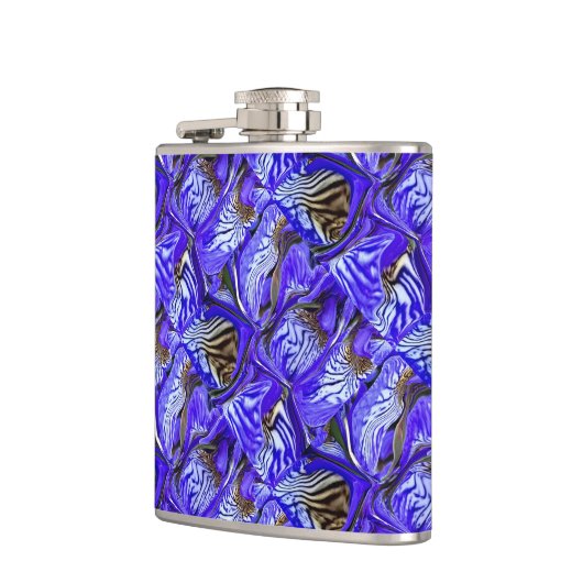 Paarse irisbloem / schuin / betegeld / heupfles (Links)