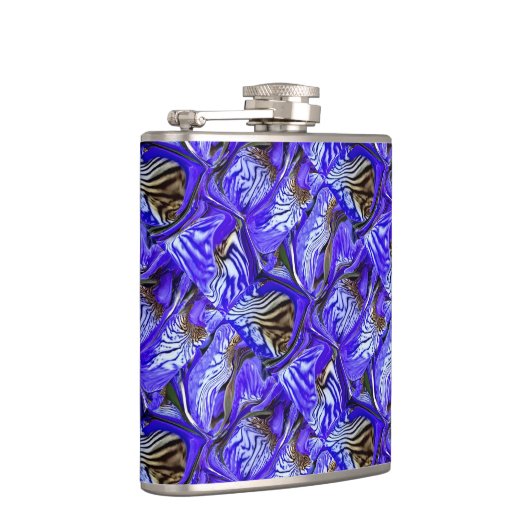 Paarse irisbloem / schuin / betegeld / heupfles (Rechts)