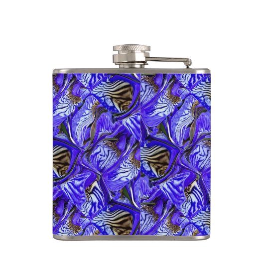 Paarse irisbloem / schuin / betegeld / heupfles (Achterkant)