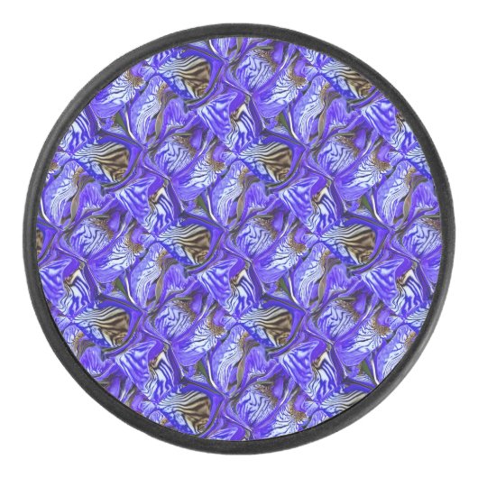 Paarse irisbloem / schuin / betegeld / hockey puck (Voorkant)