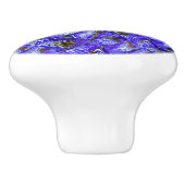 Paarse irisbloem / schuin / betegeld / keramische knop (Zijkant)