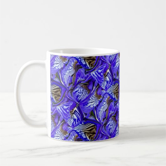 Paarse irisbloem / schuin / betegeld / koffiemok (Links)