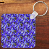 Paarse irisbloem / schuin / betegeld / sleutelhanger (Achterkant)