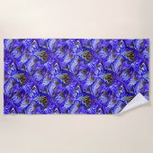 Paarse irisbloem / schuin / betegeld / strandlaken (Voorkant)