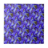 Paarse irisbloem / schuin / betegeld / tegeltje (Voorkant)