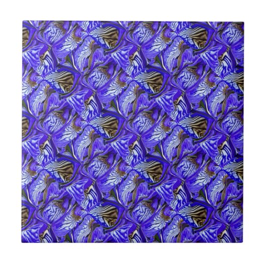 Paarse irisbloem / schuin / betegeld / tegeltje (Voorkant)