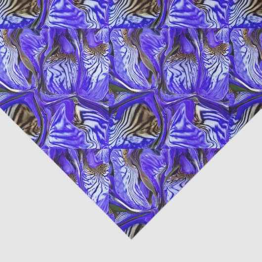 Paarse irisbloem / schuin / betegeld / tissuepapier (Detail)