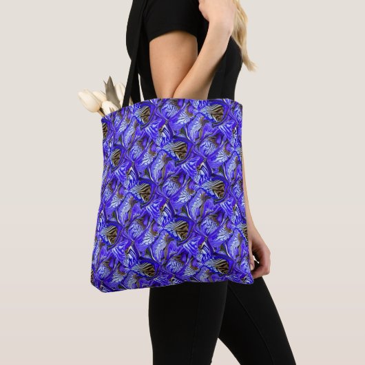 Paarse irisbloem / schuin / betegeld / tote bag (Dichtbij)
