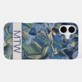 Paarse Irisbloemen Bloemmonogram iPhone Hoesje (Achterkant horizontaal)