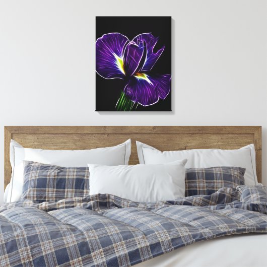 Paarse irisdoek canvas afdruk (Insitu (Slaapkamer))