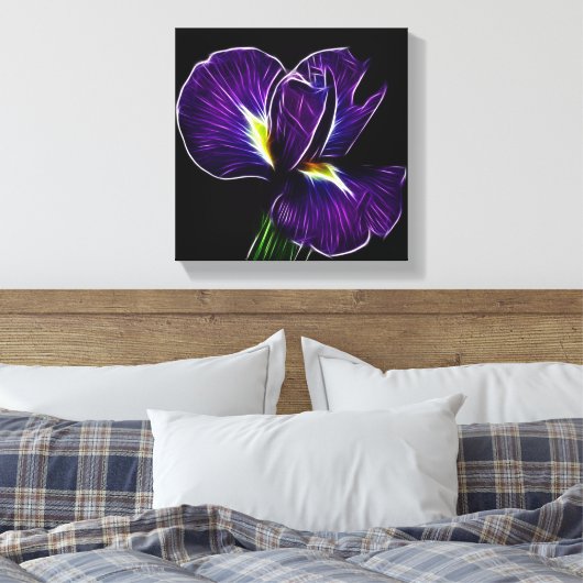 Paarse irisdoek canvas afdruk (Insitu (Slaapkamer))
