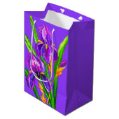 Paarse Irise Flowers Gift Bag Medium Cadeauzakje (Voorkant Gekanteld)