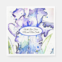 Paarse Irise Waterverf Irissen Blauwe Bruiloft
