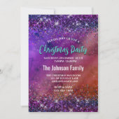 Paarse iriserende geborsteld metaal glitter kerst kaart (Voorkant)