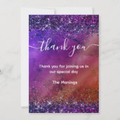 Paarse iriserende geborsteld metalen glitter bedan kaart (Voorkant)