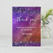 Paarse iriserende geborsteld metalen glitter bedan kaart (Staand voorkant)