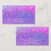 Paarse iriserende holografische eenhoorn glam visitekaartje (Voorkant / Achterkant)