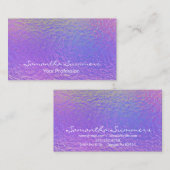 Paarse iriserende holografische moderne visitekaartje (Voorkant / Achterkant)