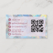 Paarse iriserende Opal Stone QR Code Lavendel Visitekaartje (Achterkant)