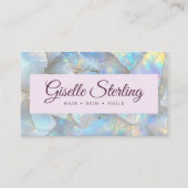 Paarse iriserende Opal Stone QR Code Lavendel Visitekaartje (Voorkant)