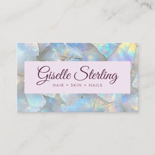 Paarse iriserende Opal Stone QR Code Lavendel Visitekaartje (Voorkant)