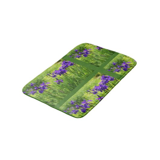 Paarse Irises Botanical Floral Art Bath Matt Badmat (Gekanteld)