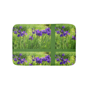 Paarse Irises Botanical Floral Art Bath Matt Badmat