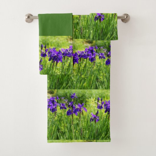 Paarse Irises botanische doekset Bad Handdoek (Insitu)
