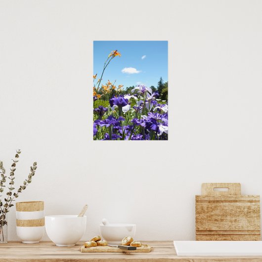 Paarse Irises en het Poster Blue Sky (Keuken)