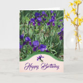Paarse Irises Flower Garden Birthday Kaart (Gele Bloem)