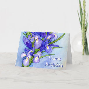 Paarse Irises Happy Birthday Art Wenskaarten Feestdagen Kaart