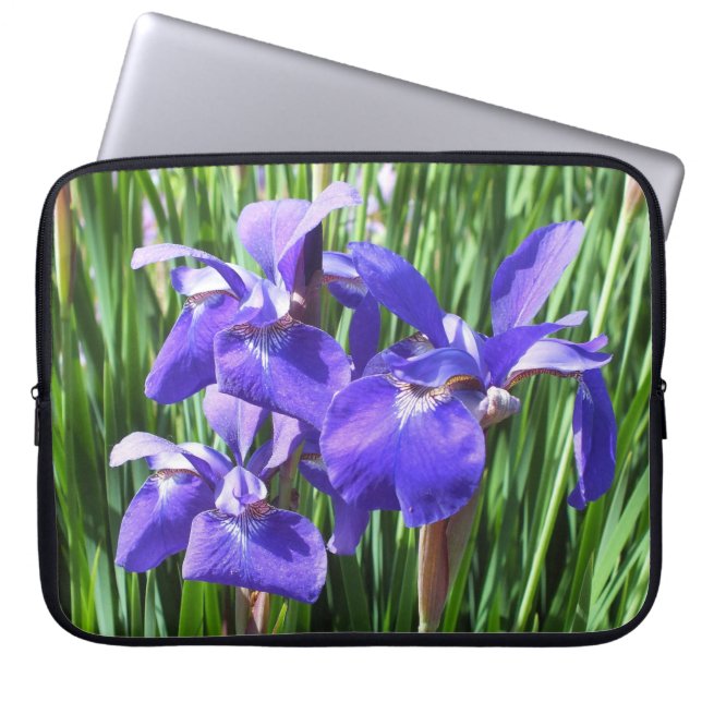 Paarse Irises laptophoes Laptop Sleeve (Voorkant)