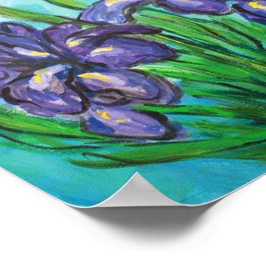 Paarse Irises Modern Art Painting Poster Prints (Hoek)