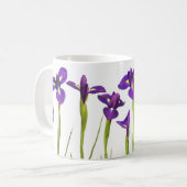 Paarse Irises op witte achtergrond - Floral Iris Koffiemok (Voorkant links)
