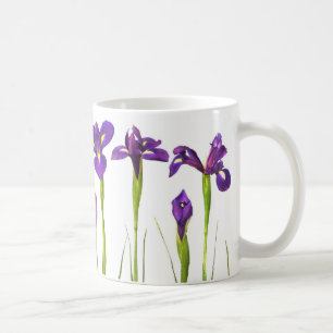 Paarse Irises op witte achtergrond - Floral Iris Koffiemok
