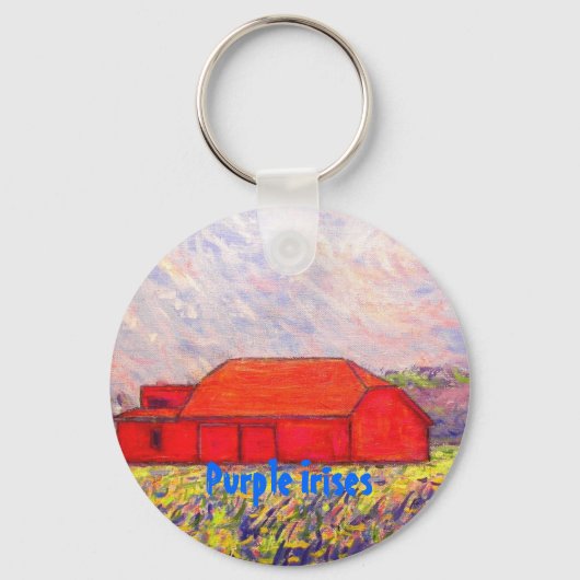 Paarse Irises Sleutelhanger (Voorkant)